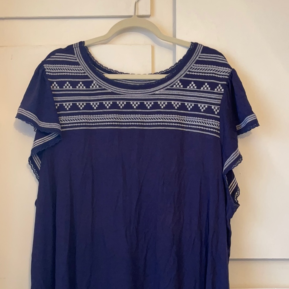 FLUTTER SLEEVE SMOCKED TOP - SUPER SOFT NAVY